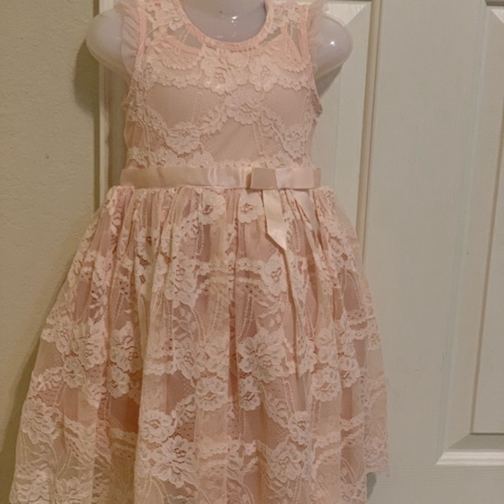 Pink and violet scallop hem lace dress size 5